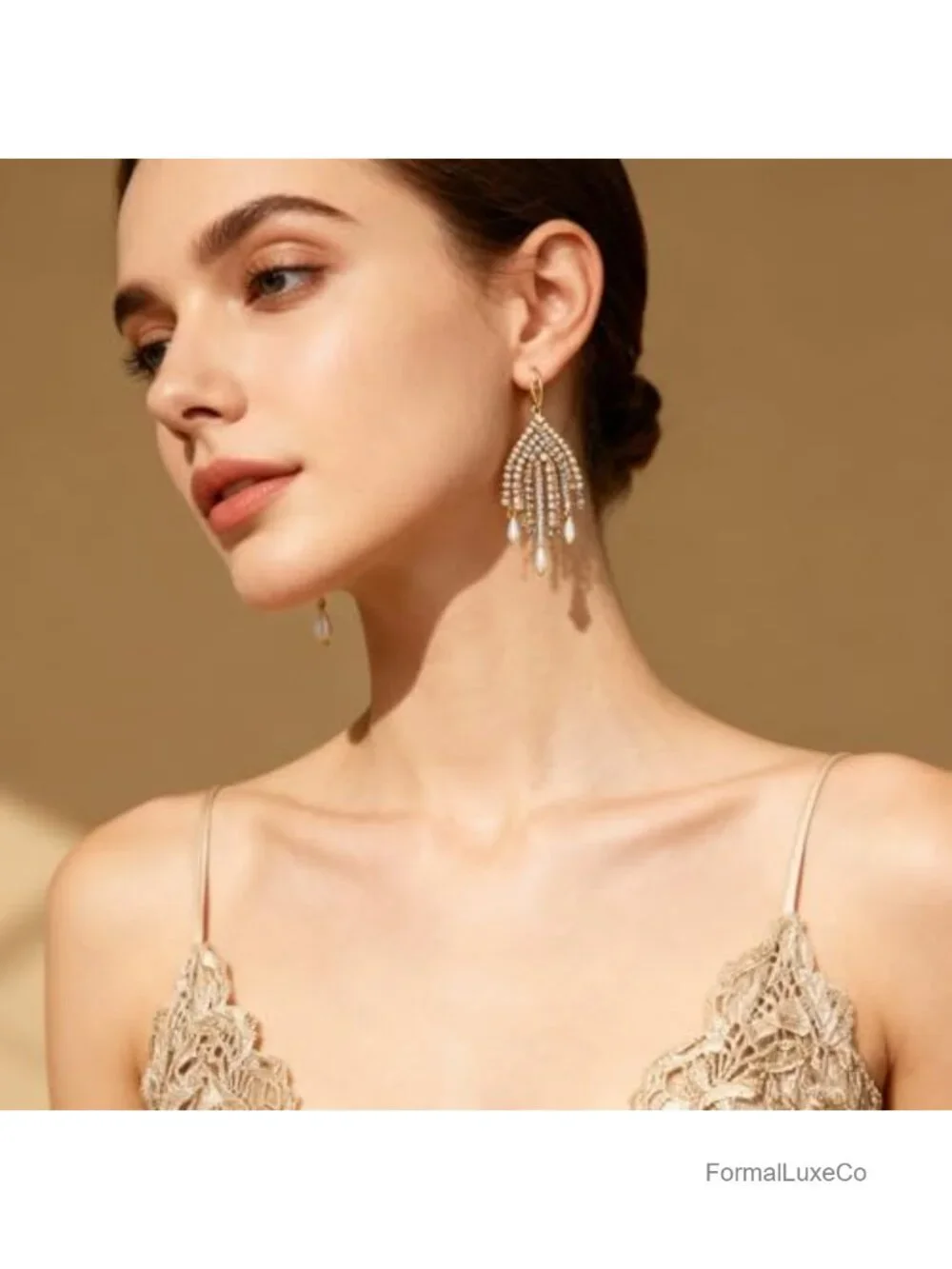 Fringe Tassel Earrings Handcrafted Chandelier Long Bohemian Beaded Crystal